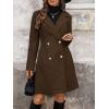 image:imagechouyatou Womens Notched Lapel Double Breasted Wool Trench Coat Work Casual Mid Long Blazer Pea Coat OvercoatCoffee Brown