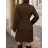 image:imagechouyatou Womens Notched Lapel Double Breasted Wool Trench Coat Work Casual Mid Long Blazer Pea Coat OvercoatCoffee Brown