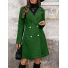 image:imagechouyatou Womens Notched Lapel Double Breasted Wool Trench Coat Work Casual Mid Long Blazer Pea Coat OvercoatGreen
