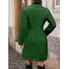 image:imagechouyatou Womens Notched Lapel Double Breasted Wool Trench Coat Work Casual Mid Long Blazer Pea Coat OvercoatGreen