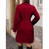 image:imagechouyatou Womens Notched Lapel Double Breasted Wool Trench Coat Work Casual Mid Long Blazer Pea Coat OvercoatRed