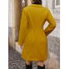 image:imagechouyatou Womens Notched Lapel Double Breasted Wool Trench Coat Work Casual Mid Long Blazer Pea Coat OvercoatYellow