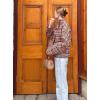 image:imagechouyatou Womens Plaid Stand Collar Wool Trench Coat Button Down Blazer Jacket Winter Coat OuterwearRed
