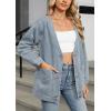 image:imagechouyatou Womens Vintage VNeck Button Down Denim Jacket Loose Casual Collarless Jean Jacket ShacketBlack