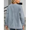 image:imagechouyatou Womens Vintage VNeck Button Down Denim Jacket Loose Casual Collarless Jean Jacket ShacketBlack