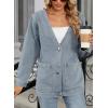 image:imagechouyatou Womens Vintage VNeck Button Down Denim Jacket Loose Casual Collarless Jean Jacket ShacketBlack