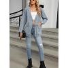 image:imagechouyatou Womens Vintage VNeck Button Down Denim Jacket Loose Casual Collarless Jean Jacket ShacketBlack