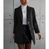 image:imagechouyatou Womens Winter Single Breasted Wool Trench Coat Mid Long Work Business Casual Blazer Jacket CoatBlack