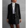 image:imagechouyatou Womens Winter Single Breasted Wool Trench Coat Mid Long Work Business Casual Blazer Jacket CoatBlack