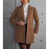 image:imagechouyatou Womens Winter Single Breasted Wool Trench Coat Mid Long Work Business Casual Blazer Jacket CoatBrown