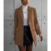 image:imagechouyatou Womens Winter Single Breasted Wool Trench Coat Mid Long Work Business Casual Blazer Jacket CoatBrown