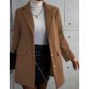 image:imagechouyatou Womens Winter Single Breasted Wool Trench Coat Mid Long Work Business Casual Blazer Jacket CoatBrown
