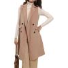 image:imagechouyatou Women Wool Long Vest Sleeveless Blazer Jackets Business Casual Fall Winter Cardigan OuterwearCamel