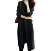 image:imagechouyatou Womens Cable Long Sweater Cardigan Open Front Lightweight Oversized Knit Blazer Jacket CoatBlack