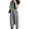 image:imagechouyatou Womens Cable Long Sweater Cardigan Open Front Lightweight Oversized Knit Blazer Jacket CoatGrey