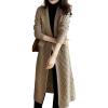 image:imagechouyatou Womens Cable Long Sweater Cardigan Open Front Lightweight Oversized Knit Blazer Jacket CoatKhaki
