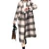 image:imagechouyatou Womens Casual Business Wool Blend Coat Loose Double Breasted Suit Coat Dressy Blazer Pea CoatKhaki