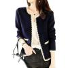 image:imagechouyatou Womens Elegant Knit Open Front Cardigan Sweater RIC Rac Slim Business Casual Blazer JacketNavy Blue