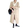 image:imagechouyatou Womens Maxi Long Hooded Cardigan Open Front Blazer Oversized Knit Sweater Coat Fall OvercoatApricot