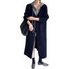 image:imagechouyatou Womens Maxi Long Hooded Cardigan Open Front Blazer Oversized Knit Sweater Coat Fall OvercoatBlue