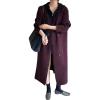 image:imagechouyatou Womens Maxi Long Hooded Cardigan Open Front Blazer Oversized Knit Sweater Coat Fall OvercoatBurgundy