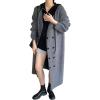 image:imagechouyatou Womens Maxi Long Hooded Cardigan Open Front Blazer Oversized Knit Sweater Coat Fall OvercoatGrey