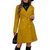 image:imagechouyatou Womens Notched Lapel Double Breasted Wool Trench Coat Work Casual Mid Long Blazer Pea Coat OvercoatYellow