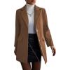 image:imagechouyatou Womens Winter Single Breasted Wool Trench Coat Mid Long Work Business Casual Blazer Jacket CoatBrown