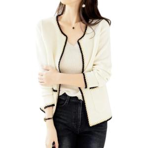 image:imagechouyatou Womens Elegant Knit Open Front Cardigan Sweater RIC Rac Slim Business Casual Blazer JacketBeige