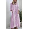 image:imagechouyatou Women 2026 Summer Boho Striped Maxi Shirt Dress 34 Sleeve Business Casual Button Down Long DressPurple