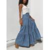 image:imagechouyatou Womens 2026 Casual ALine Tiered Maxi Jean Skirt Flowy Swing Pleated Boho Long Denim SkirtBlue