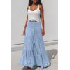 image:imagechouyatou Womens 2026 Casual ALine Tiered Maxi Jean Skirt Flowy Swing Pleated Boho Long Denim SkirtLight Blue