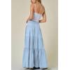 image:imagechouyatou Womens 2026 Casual ALine Tiered Maxi Jean Skirt Flowy Swing Pleated Boho Long Denim SkirtLight Blue