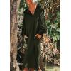 image:imagechouyatou Womens Casual Hooded Sweatshirt Dress Loose Oversized Long Sleeve Hoodie Tunic Dress with PocketsArmy Green