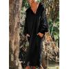 image:imagechouyatou Womens Casual Hooded Sweatshirt Dress Loose Oversized Long Sleeve Hoodie Tunic Dress with PocketsBlack