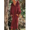 image:imagechouyatou Womens Casual Hooded Sweatshirt Dress Loose Oversized Long Sleeve Hoodie Tunic Dress with PocketsRed