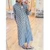 image:imagechouyatou Womens Casual Loose Button Down Plaid Shirt Dress Long Sleeve Side Slit Cotton Gingham Maxi DressBlack