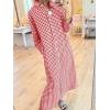 image:imagechouyatou Womens Casual Loose Button Down Plaid Shirt Dress Long Sleeve Side Slit Cotton Gingham Maxi DressRed