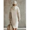 image:imagechouyatou Womens Color Block Pullover Sweatshirt Hoodie Dress Fuzzy Sherpa Long Sleeve Midi Long Dress with PocketBeige