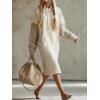 image:imagechouyatou Womens Color Block Pullover Sweatshirt Hoodie Dress Fuzzy Sherpa Long Sleeve Midi Long Dress with PocketBeige