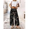 image:imagechouyatou Womens Floral Print Mid Rise Cropped Jeans Wide Leg Baggy Boho Ankle Denim Pants with PocketsBlack