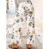 image:imagechouyatou Womens Floral Print Mid Rise Cropped Jeans Wide Leg Baggy Boho Ankle Denim Pants with PocketsWhite