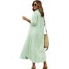 image:imagechouyatou Womens Summer 34 Sleeve Striped Maxi Long Shirt Dress Boho Ruffled Button Down Beach DressGreen