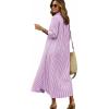 image:imagechouyatou Womens Summer 34 Sleeve Striped Maxi Long Shirt Dress Boho Ruffled Button Down Beach DressPurple