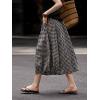 image:imagechouyatou Womens Vintage Plaid A Line Skirt Elastic Waist Baggy Swing Pleated Midi Long Shirt with PocketsBlack