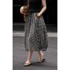 image:imagechouyatou Womens Vintage Plaid A Line Skirt Elastic Waist Baggy Swing Pleated Midi Long Shirt with PocketsBlack