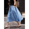 image:imagechouyatou Womens Vintage Plaid A Line Skirt Elastic Waist Baggy Swing Pleated Midi Long Shirt with PocketsBlue