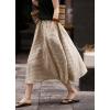 image:imagechouyatou Womens Vintage Plaid A Line Skirt Elastic Waist Baggy Swing Pleated Midi Long Shirt with PocketsKhaki
