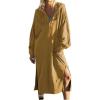 image:imagechouyatou Womens Casual Hooded Sweatshirt Dress Loose Oversized Long Sleeve Hoodie Tunic Dress with PocketsGinger