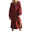 image:imagechouyatou Womens Casual Hooded Sweatshirt Dress Loose Oversized Long Sleeve Hoodie Tunic Dress with PocketsRed